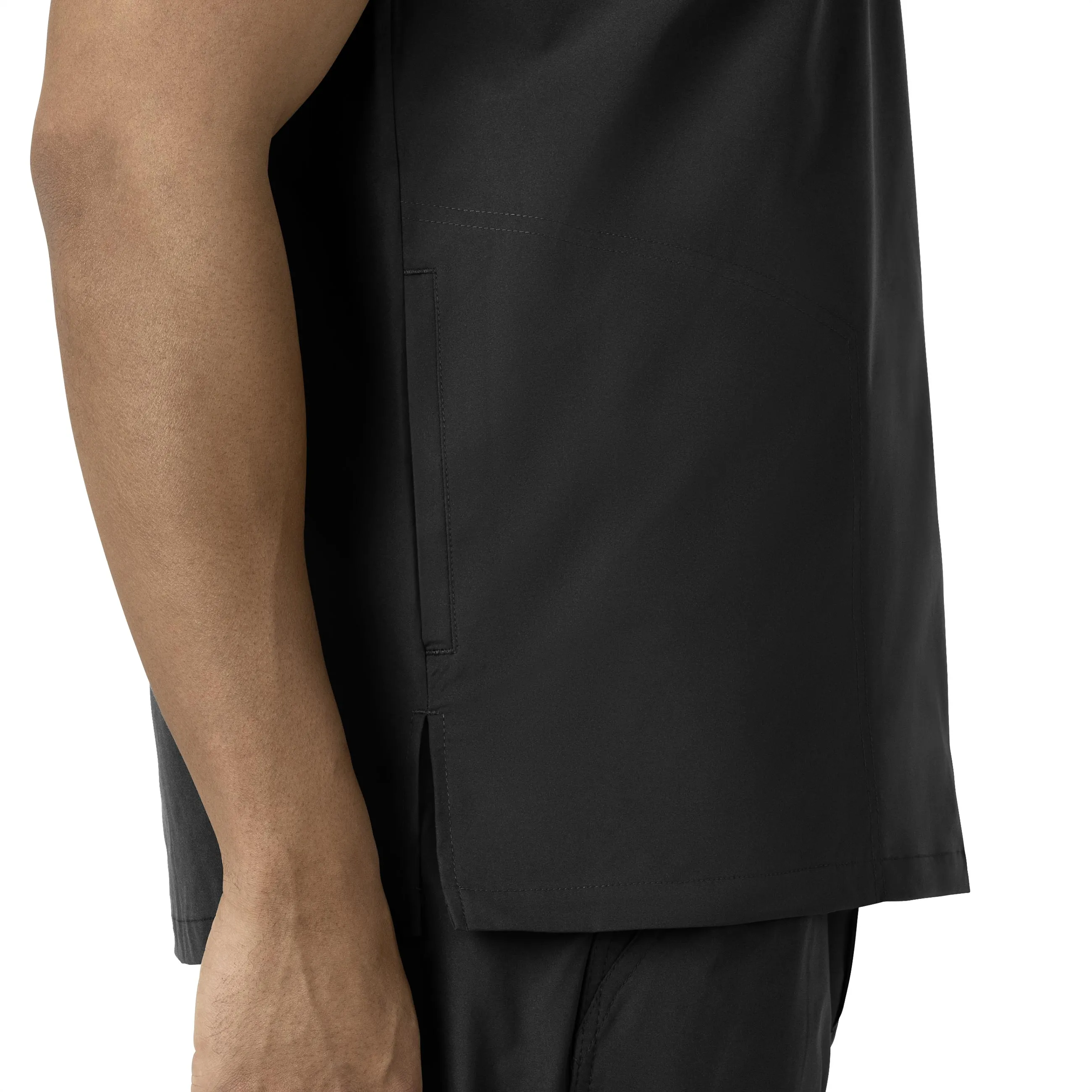 Force Essentials C16113 Men's V-Neck Shirttail Scrub Top Black