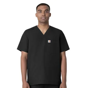 Force Essentials C16113 Men's V-Neck Shirttail Scrub Top Black