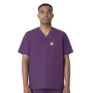 Force Essentials C16113 Men's V-Neck Shirttail Scrub Top Eggplant
