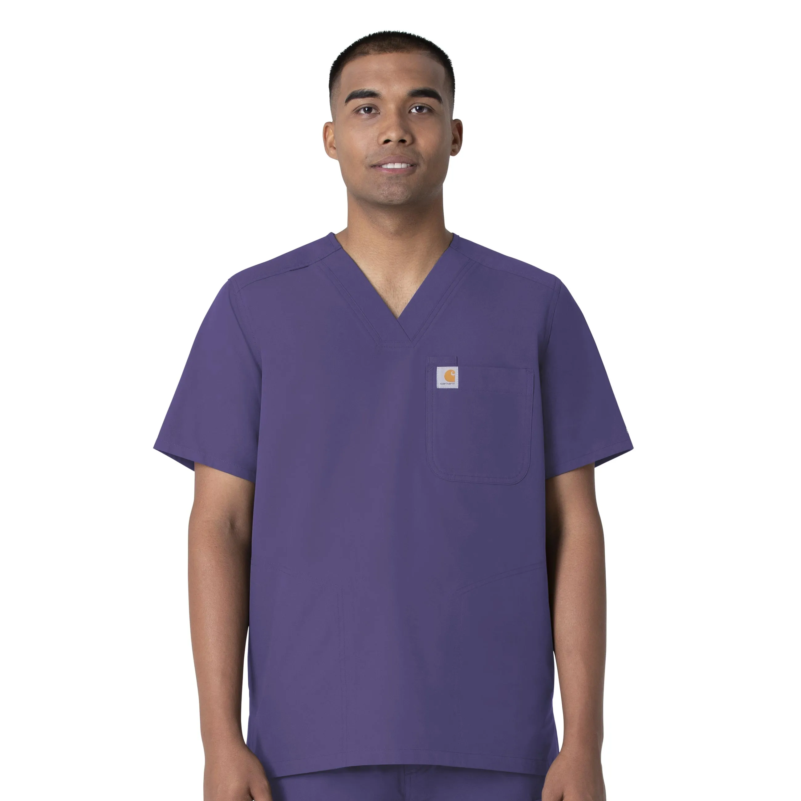 Force Essentials C16113 Men's V-Neck Shirttail Scrub Top Grape