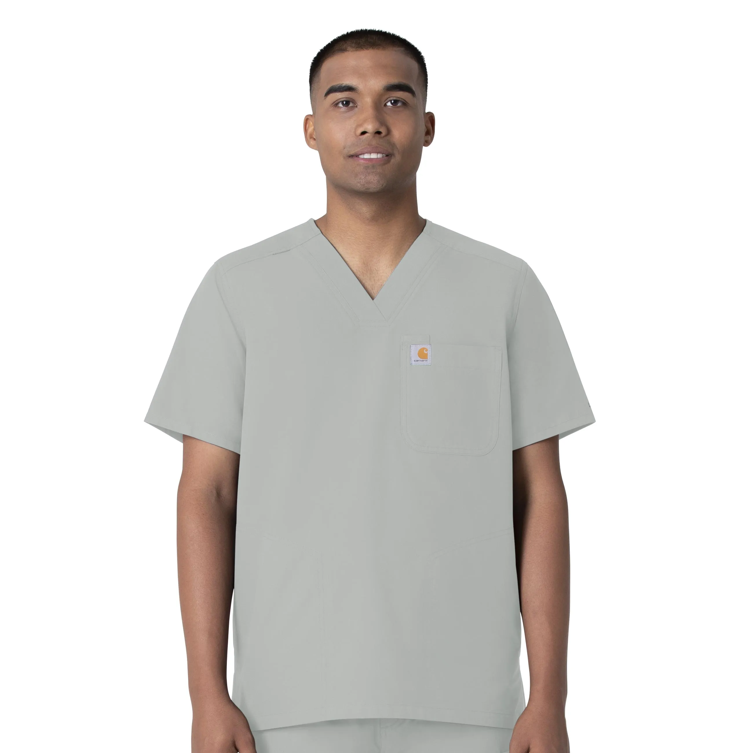 Force Essentials C16113 Men's V-Neck Shirttail Scrub Top Grey