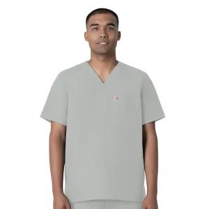 Force Essentials C16113 Men's V-Neck Shirttail Scrub Top Grey