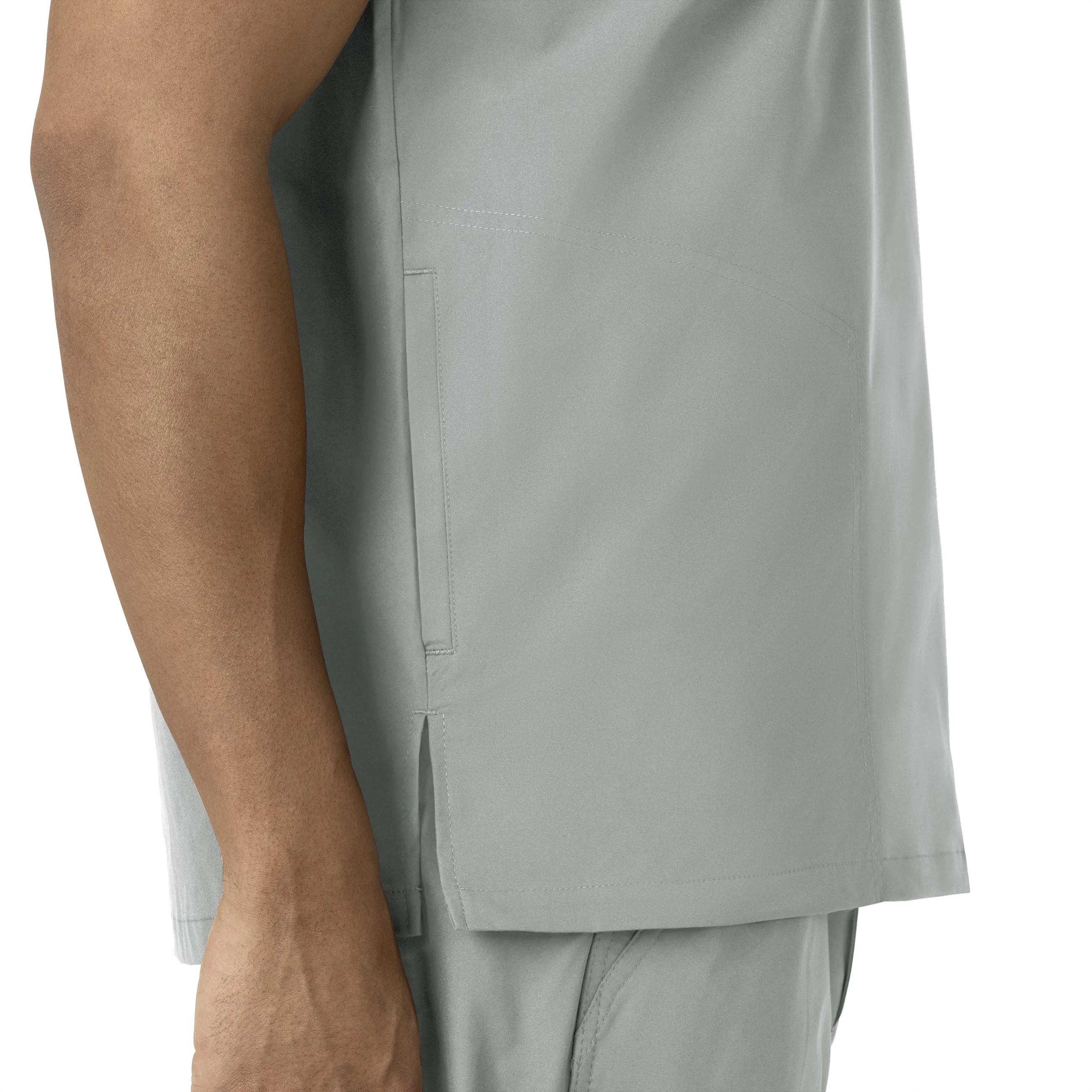 Force Essentials C16113 Men's V-Neck Shirttail Scrub Top Grey