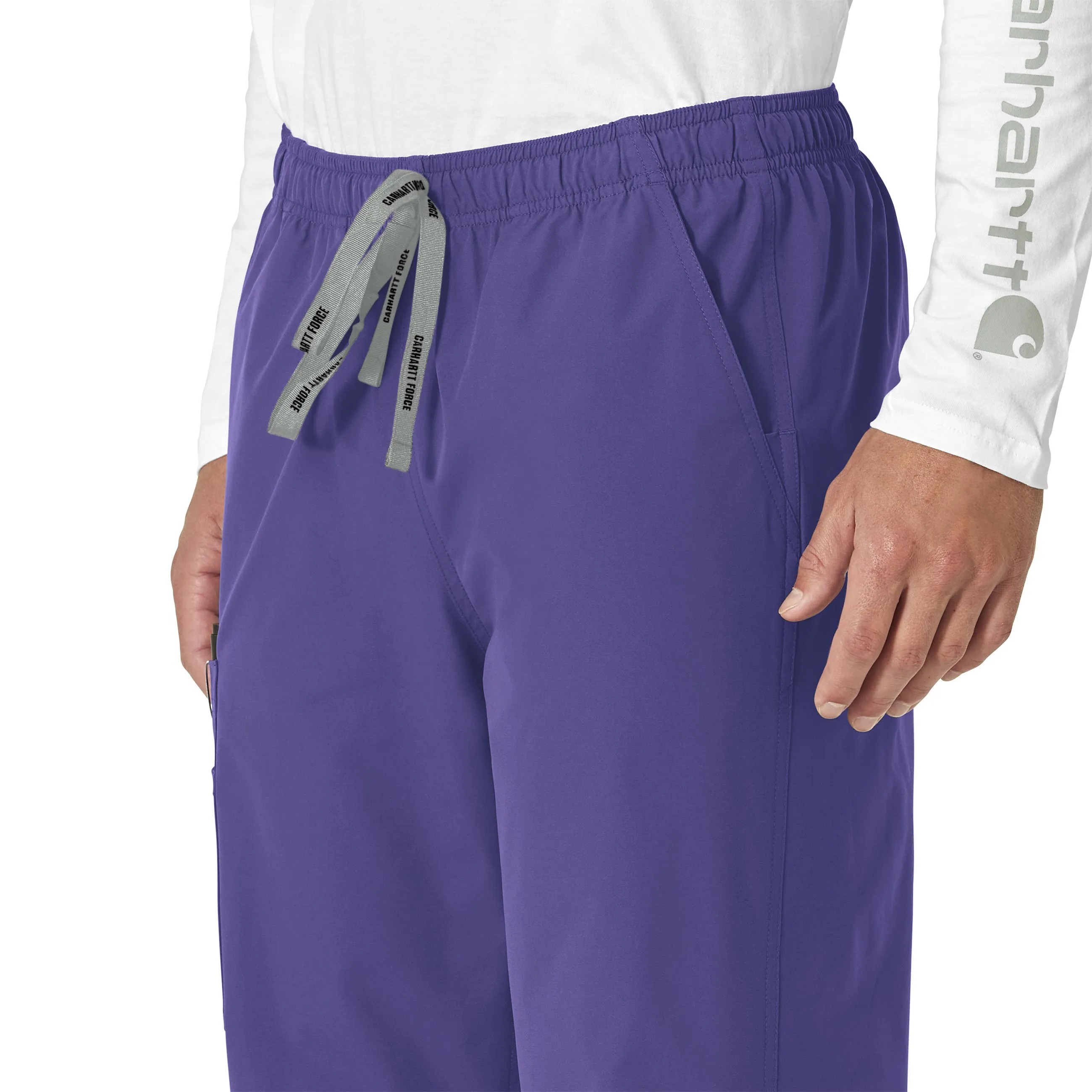 Force Essentials C55013 Unisex Elastic Waist Cargo Scrub Pants Grape