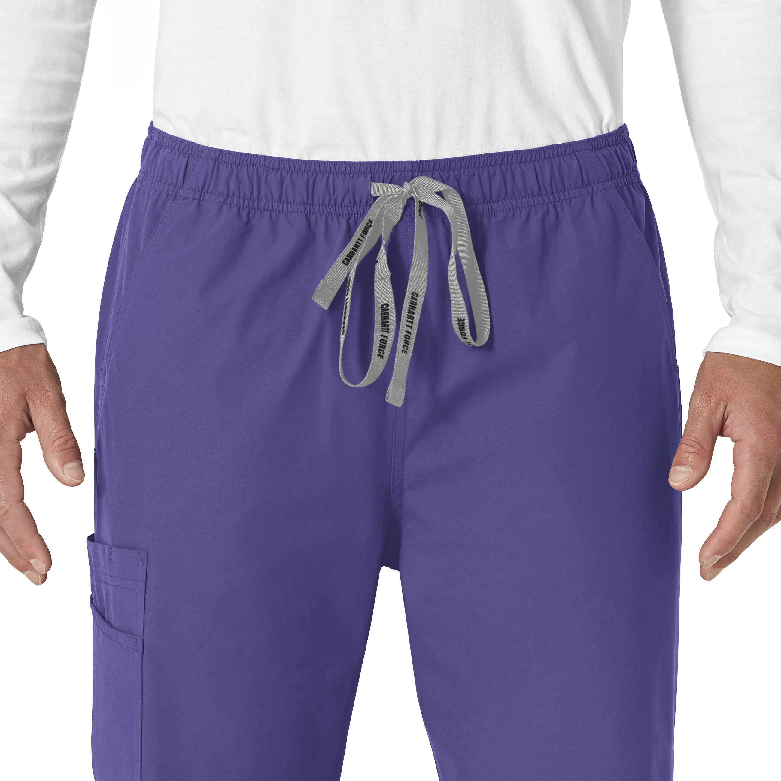 Force Essentials C55013 Unisex Elastic Waist Cargo Scrub Pants Grape