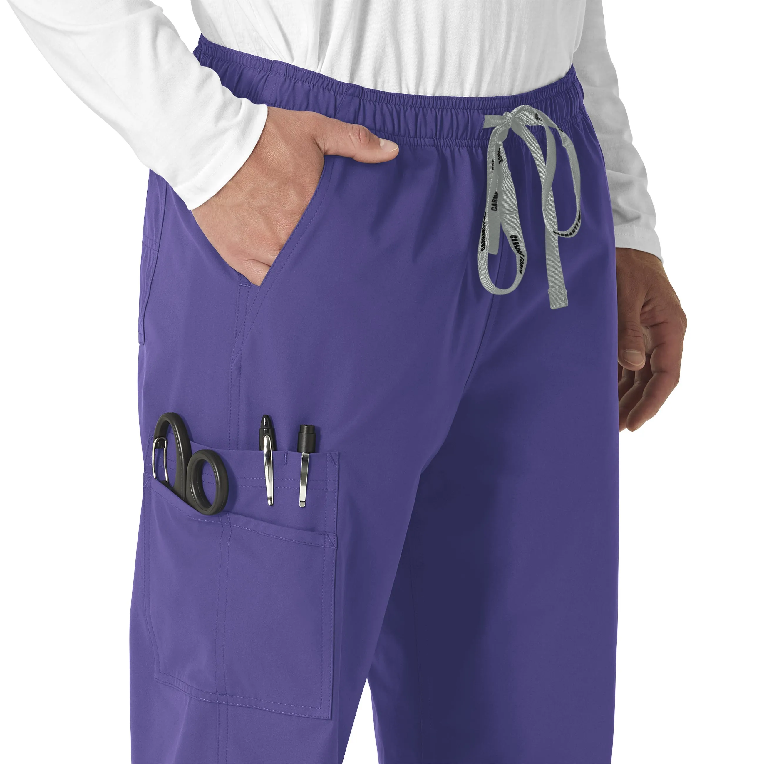 Force Essentials C55013 Unisex Elastic Waist Cargo Scrub Pants Grape