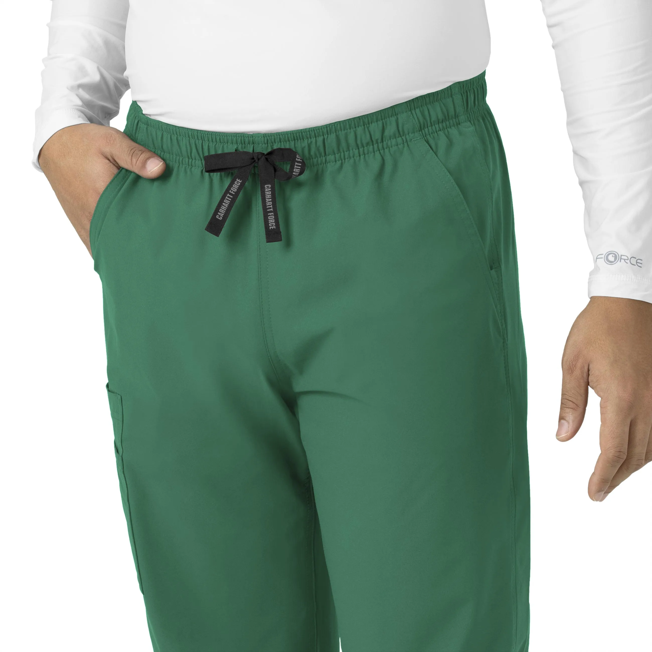 Force Essentials C55013 Unisex Elastic Waist Cargo Scrub Pants Hunter