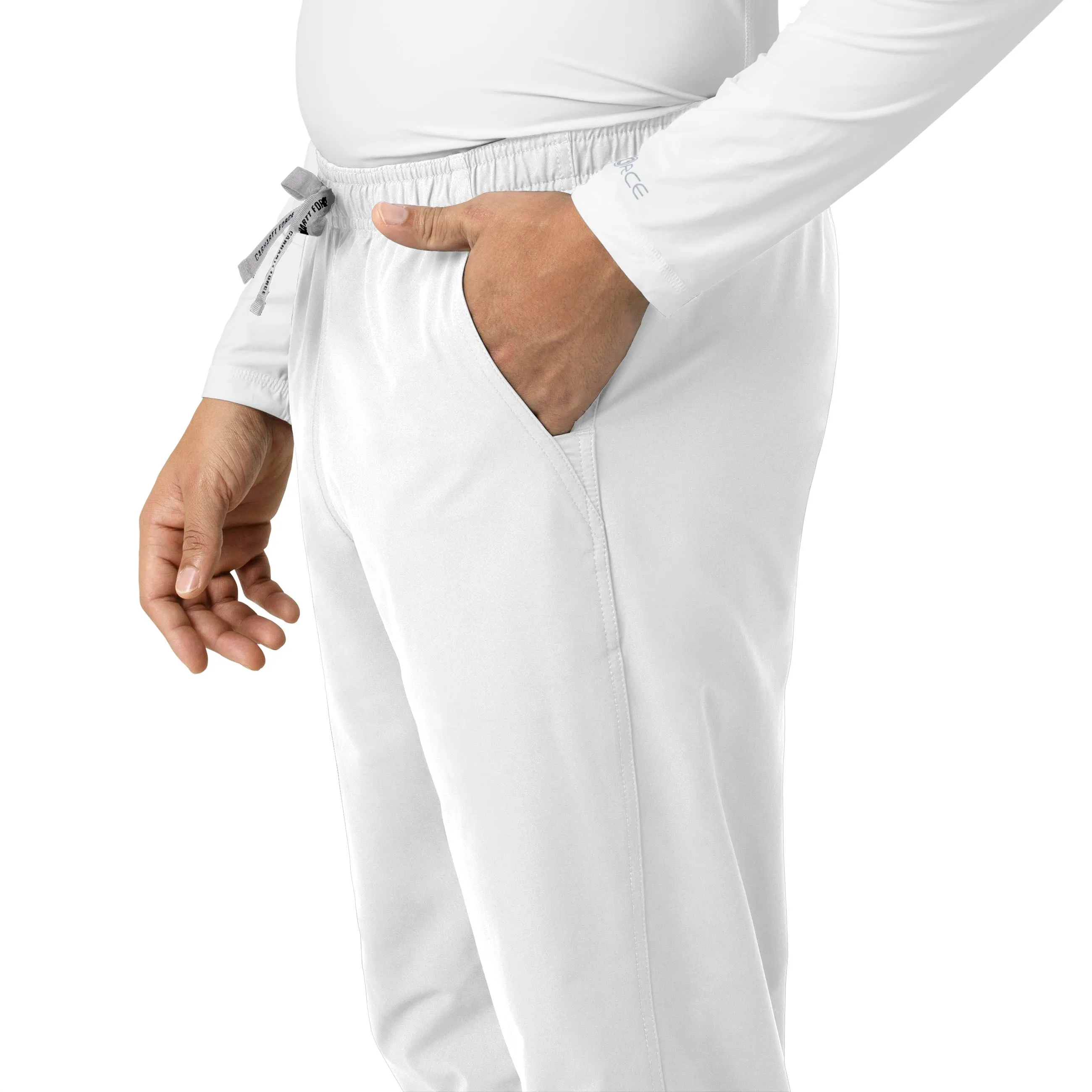 Force Essentials C55013 Unisex Elastic Waist Cargo Scrub Pants White