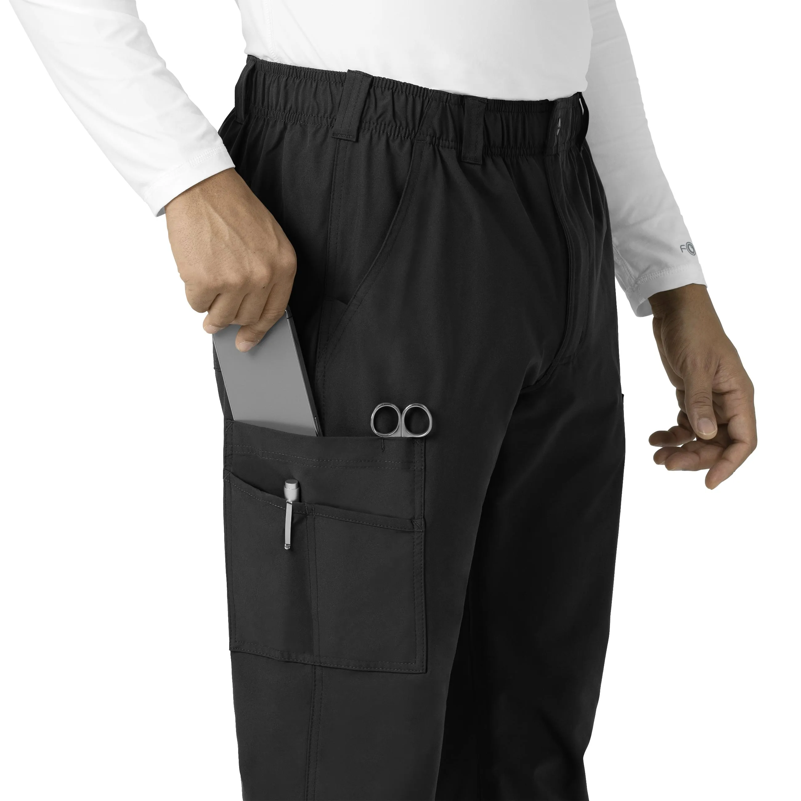 Force Essentials C56113 Men's Straight Leg Cargo Scrub Pants Black