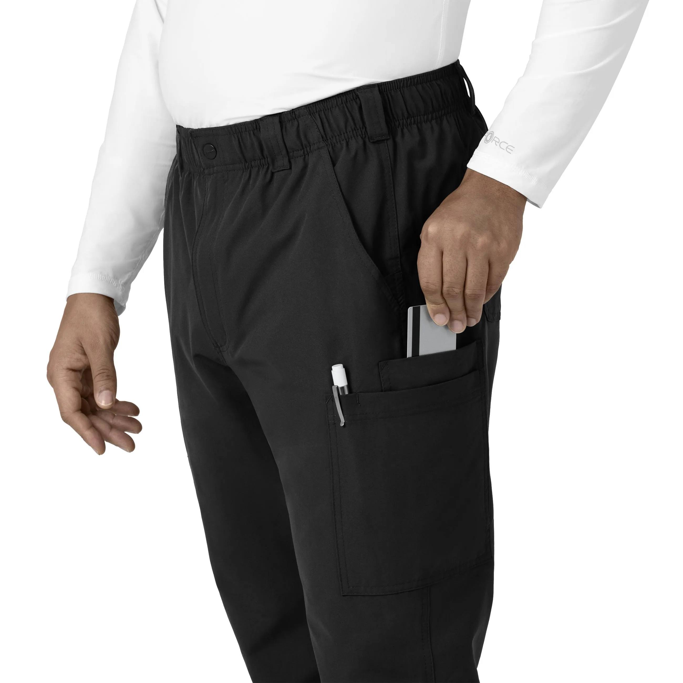 Force Essentials C56113 Men's Straight Leg Cargo Scrub Pants Black