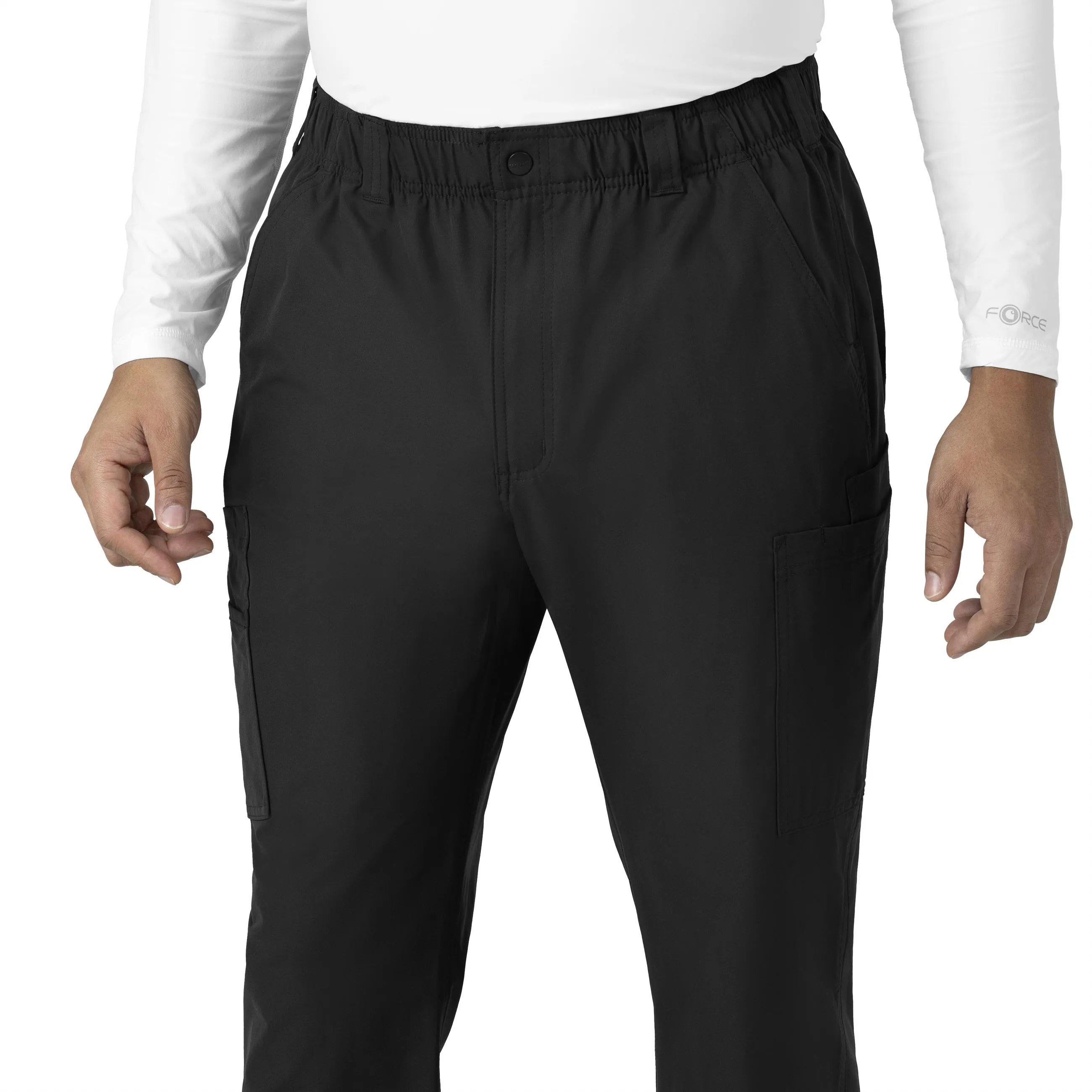 Force Essentials C56113 Men's Straight Leg Cargo Scrub Pants Black