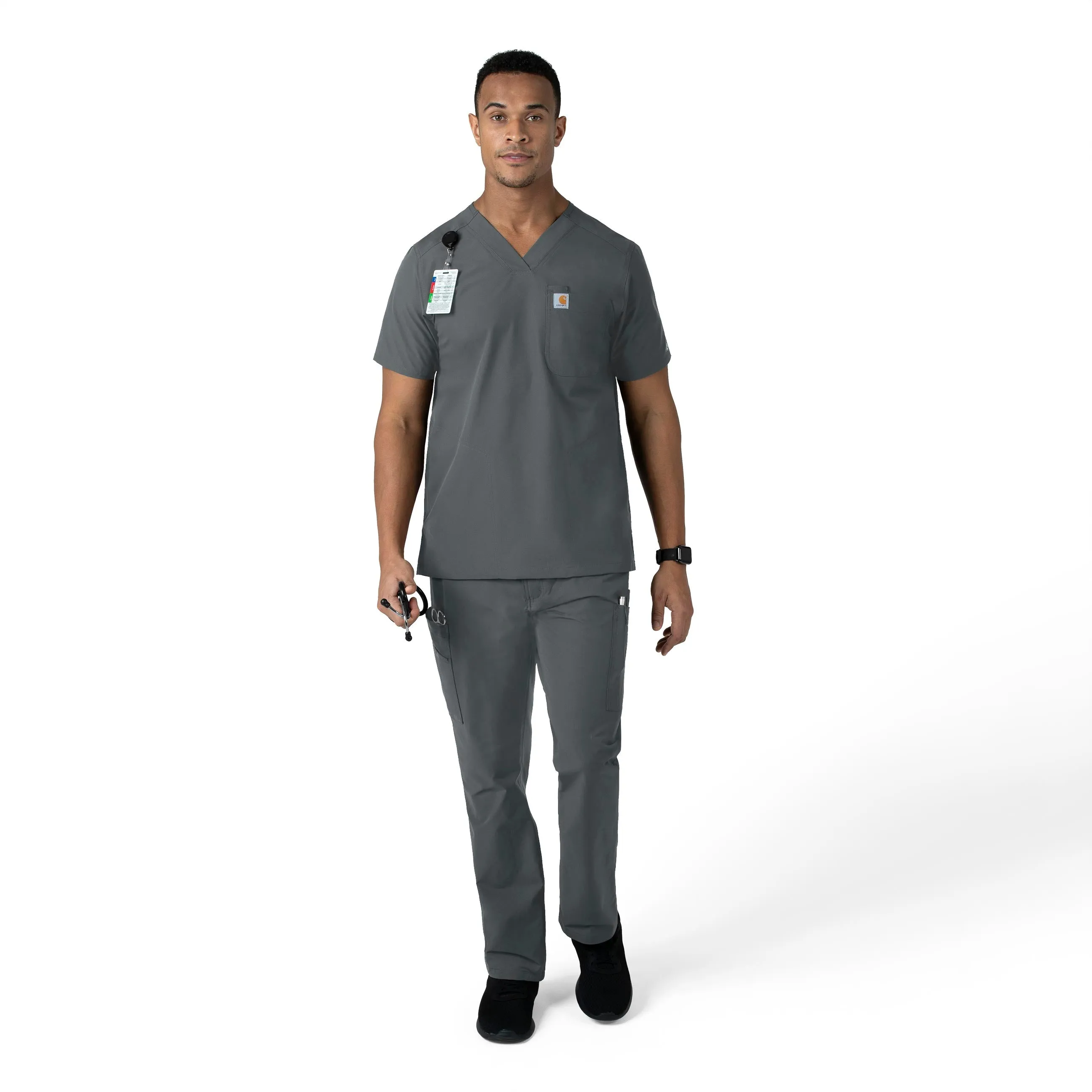 Force Essentials C56113 Men's Straight Leg Cargo Scrub Pants Pewter