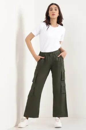 Forest Green Eight Pockets Cotton Cargo