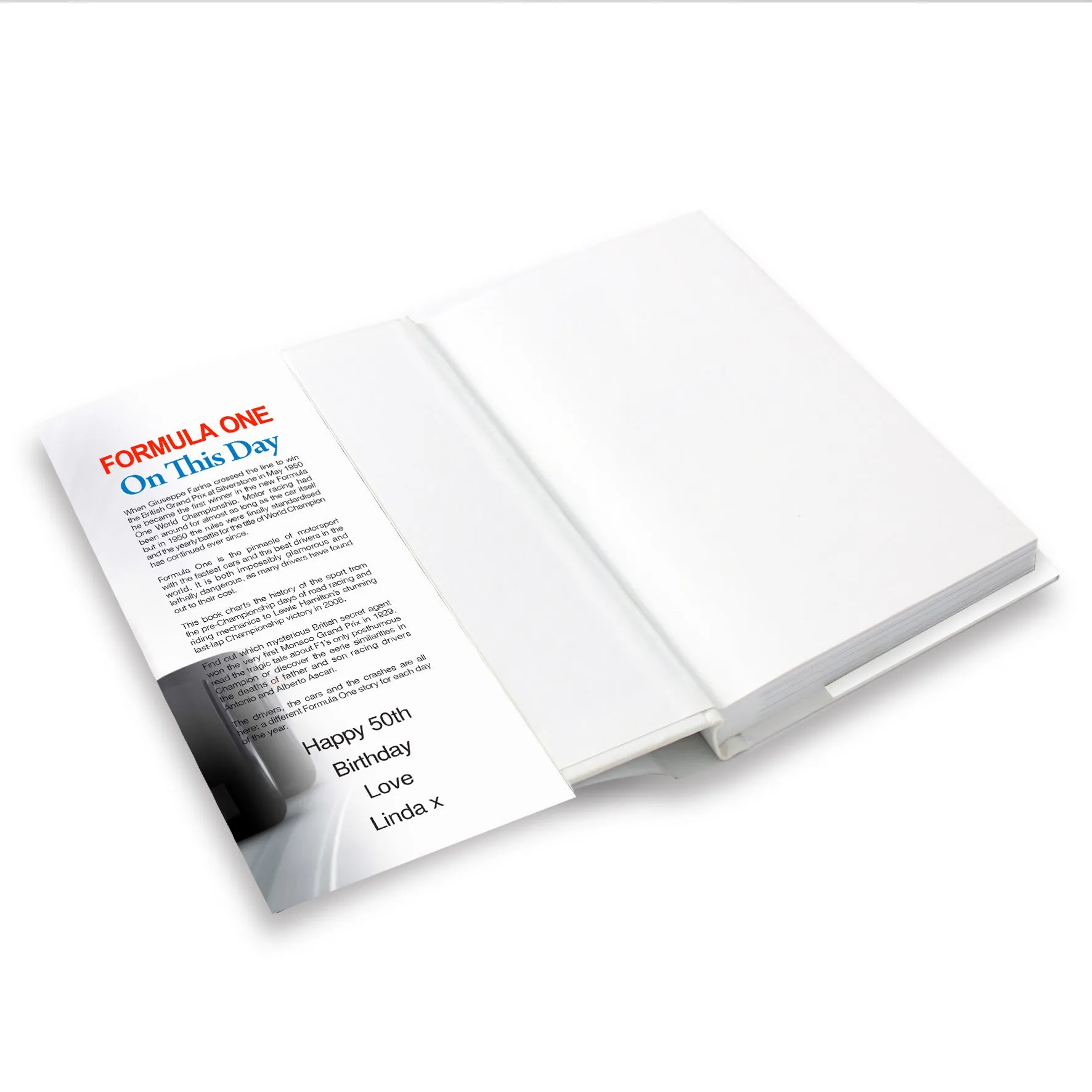 Formula 1 on this day personalised book