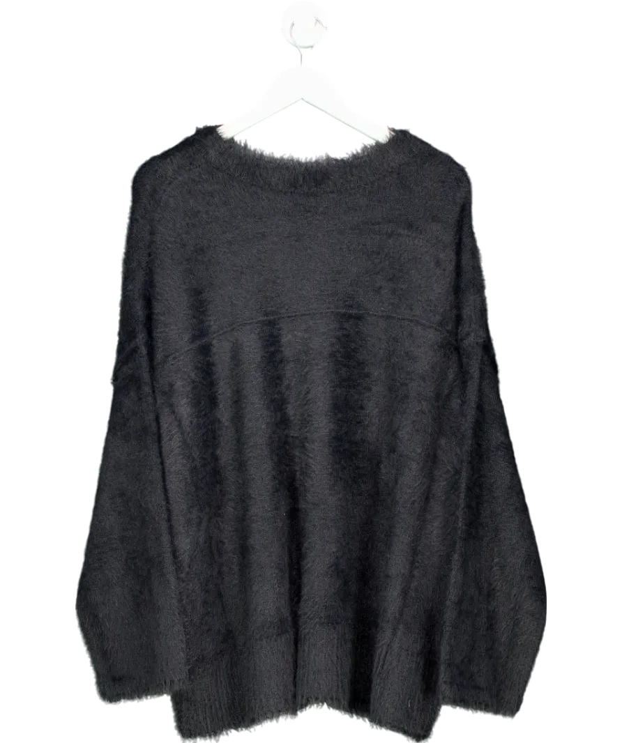 Free People Black Harrison Bunny Super soft Crew Neck Jumper UK M