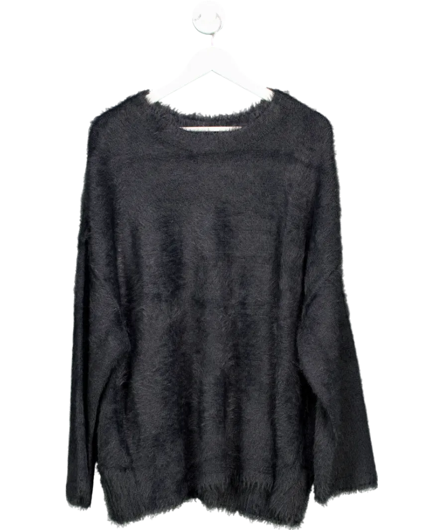 Free People Black Harrison Bunny Super soft Crew Neck Jumper UK M