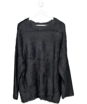Free People Black Harrison Bunny Super soft Crew Neck Jumper UK M