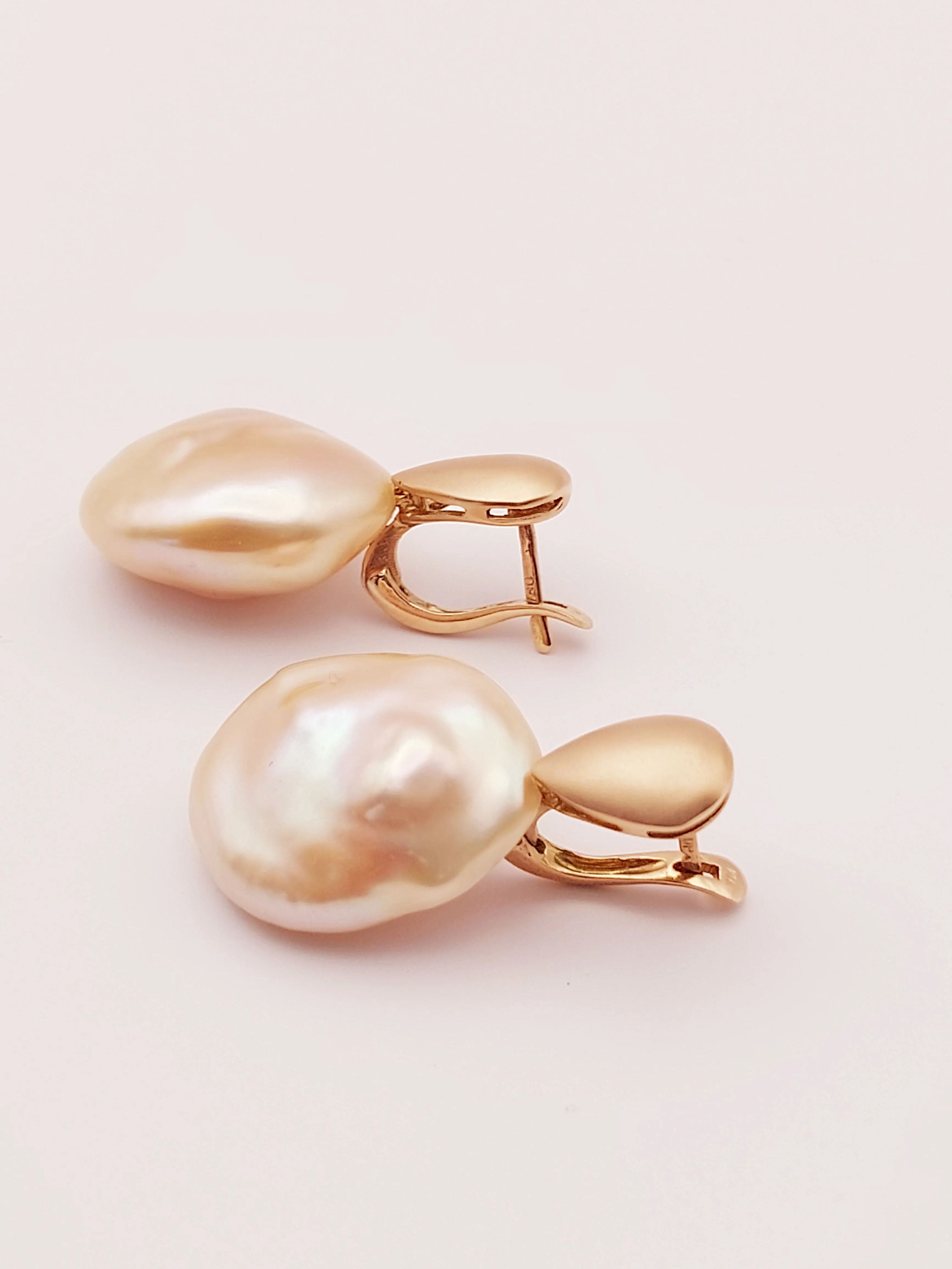 Freshwater Baroque Rose Gold Earrings