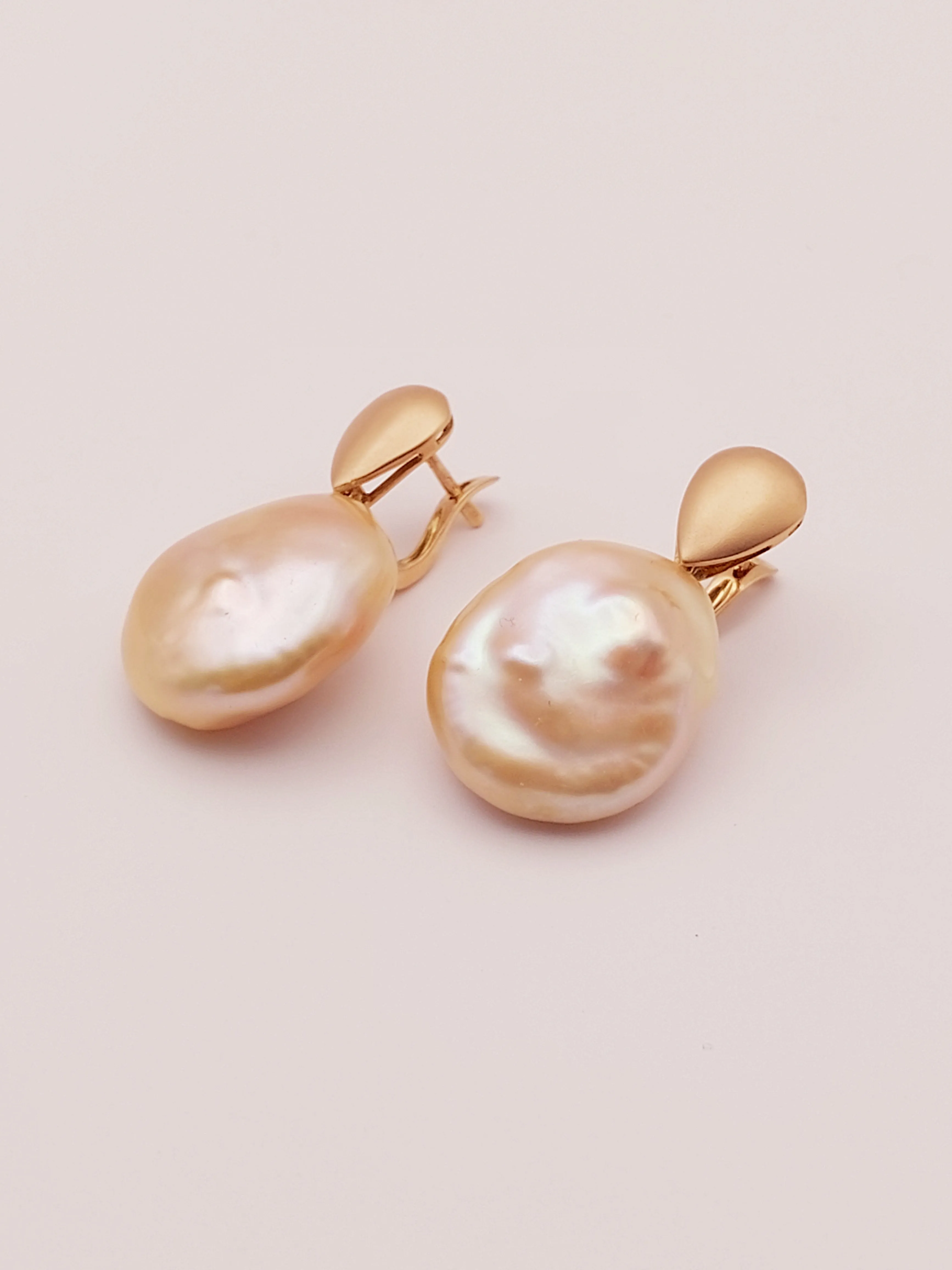 Freshwater Baroque Rose Gold Earrings