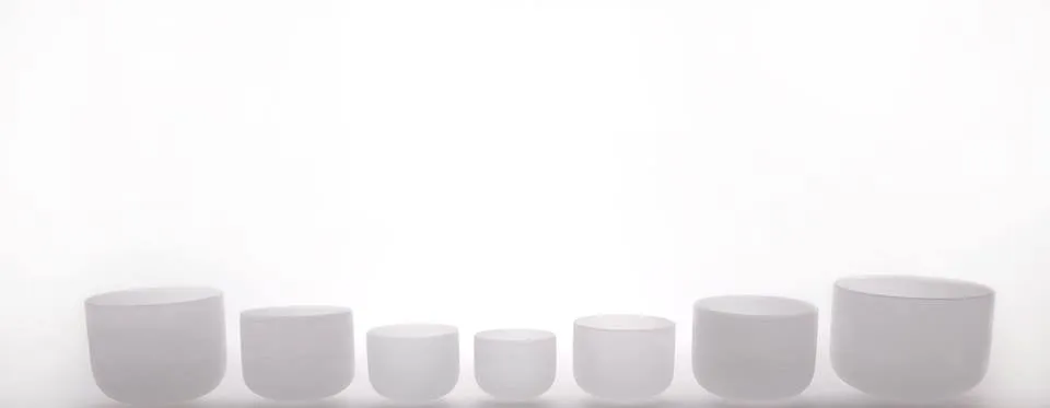 Frosted Crystal Singing Bowl Chakra Set - Extra Large Nesting Set