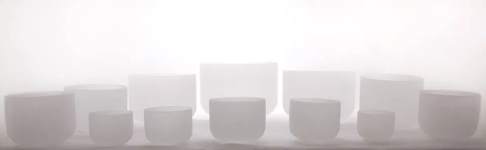 Frosted Crystal Singing Bowl Chakra Set - Extra Large Nesting Set