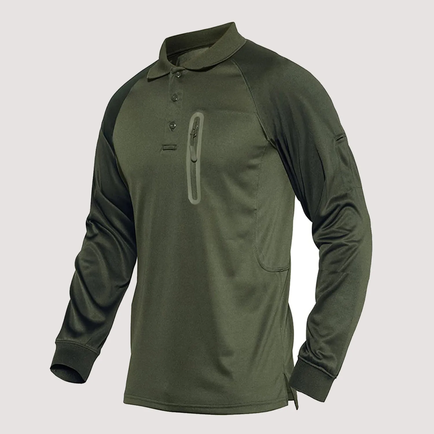 Functional Tactical Polo Shirt for Men with Zipper Pocket