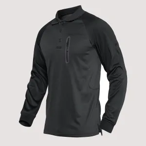 Functional Tactical Polo Shirt for Men with Zipper Pocket