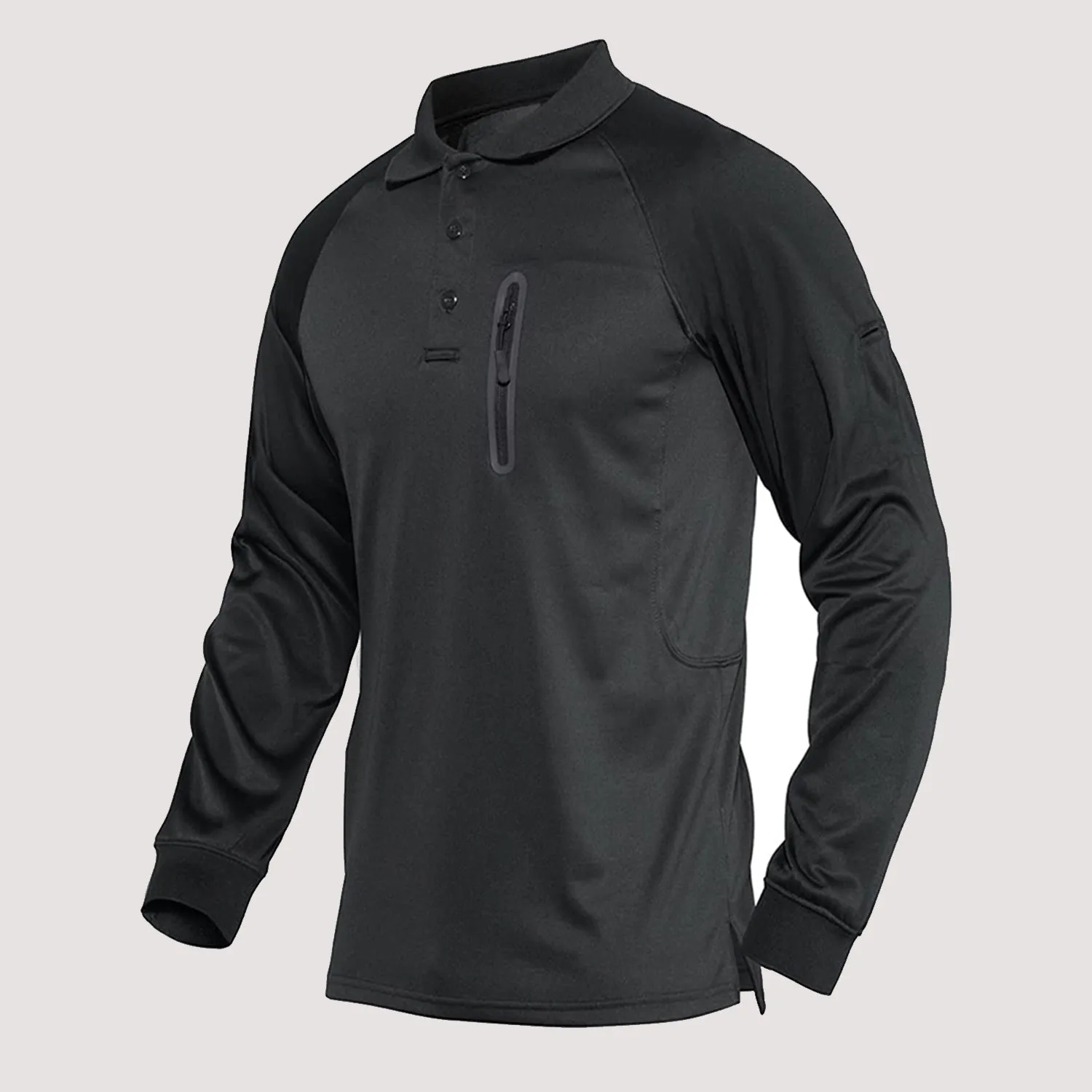 Functional Tactical Polo Shirt for Men with Zipper Pocket