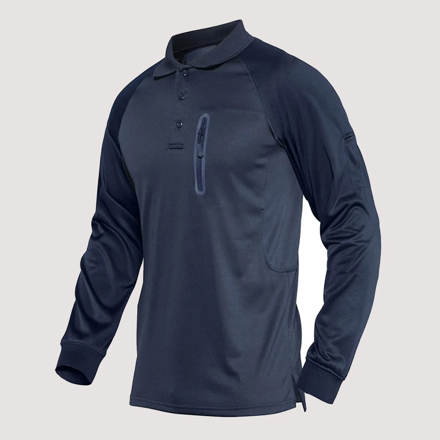 Functional Tactical Polo Shirt for Men with Zipper Pocket