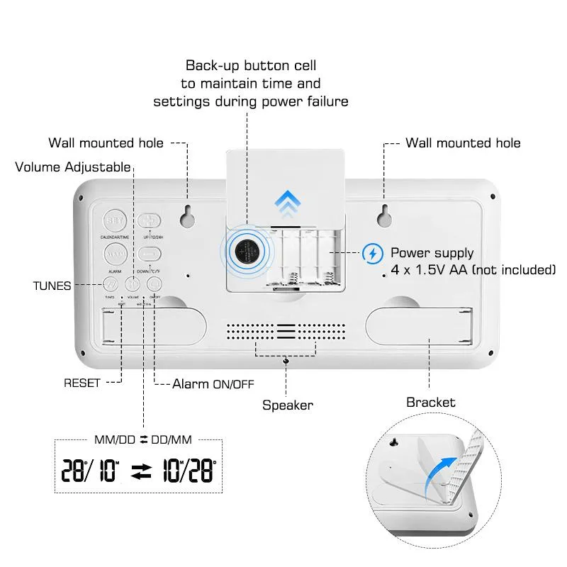 Furper modern digital multi-functional wall clock