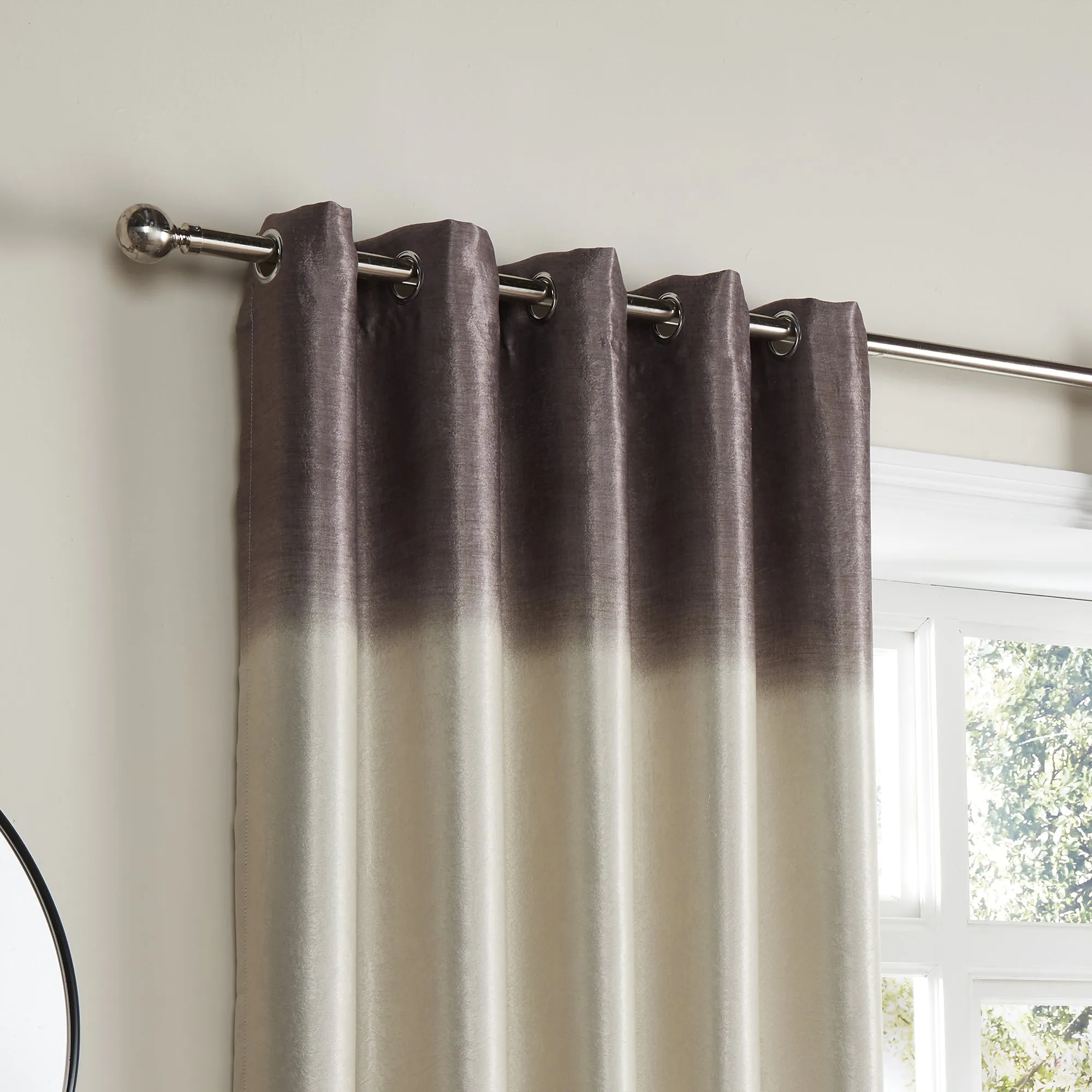 Fusion Ombre Strata Eyelet Curtains  - Chocolate