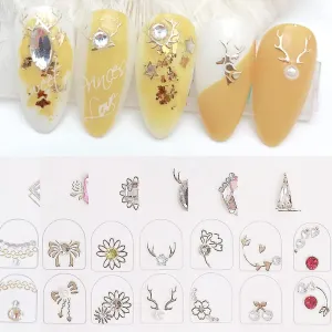 FUTVART 20 Sheets Nail Art Stickers 3D Diamond Self Adhesive Nail Decals Luxury Gold Nail Design Stickers Nail Decorations for Nail Art with Tweezers