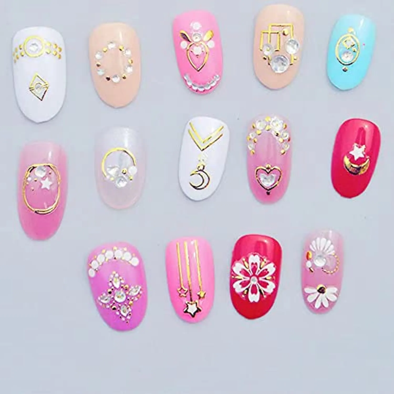 FUTVART 20 Sheets Nail Art Stickers 3D Diamond Self Adhesive Nail Decals Luxury Gold Nail Design Stickers Nail Decorations for Nail Art with Tweezers