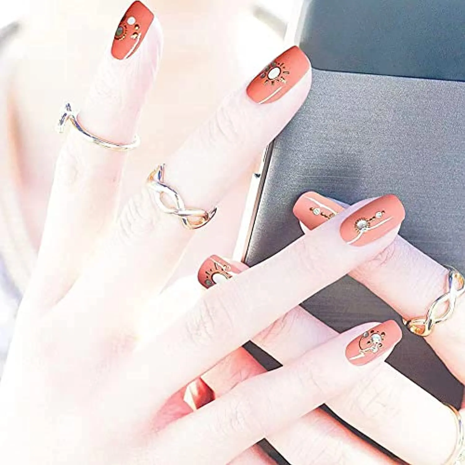 FUTVART 20 Sheets Nail Art Stickers 3D Diamond Self Adhesive Nail Decals Luxury Gold Nail Design Stickers Nail Decorations for Nail Art with Tweezers