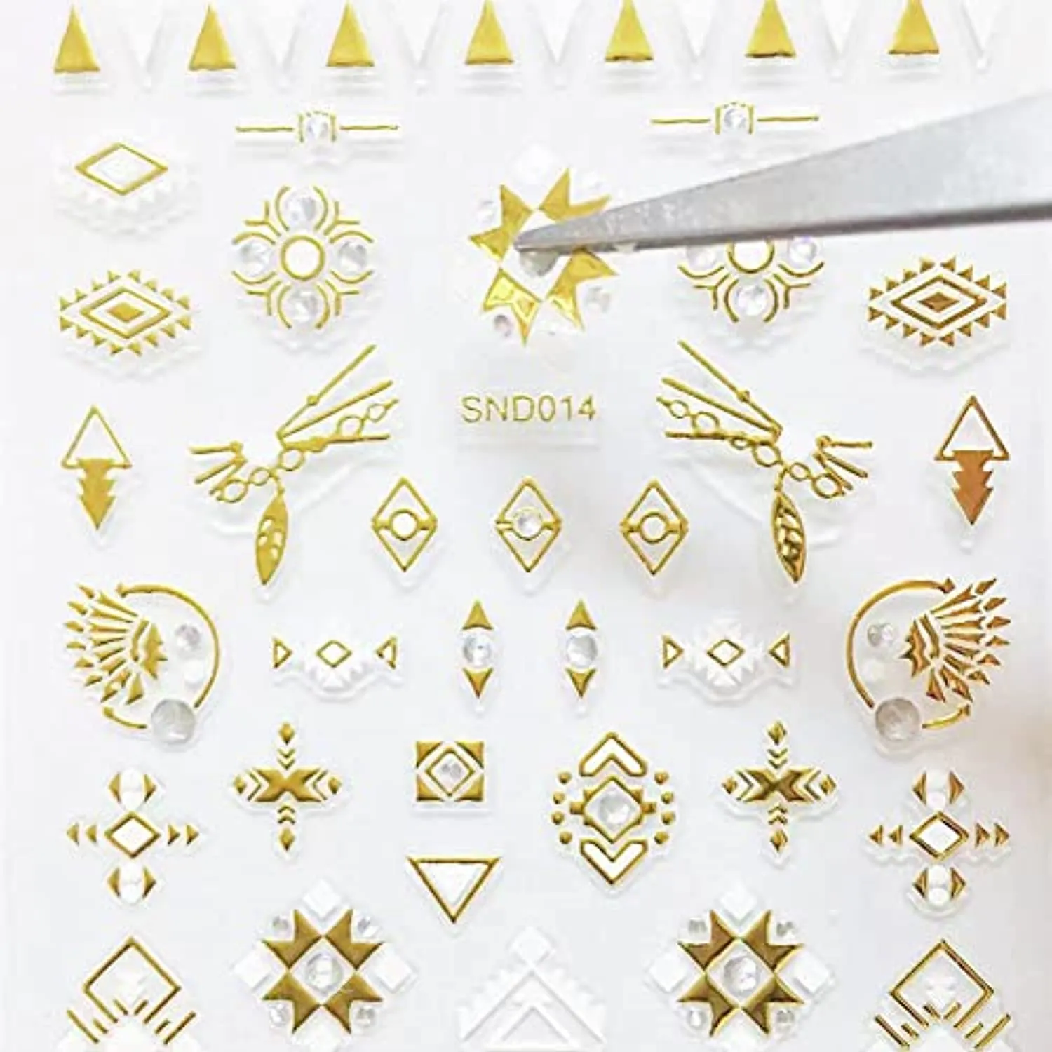 FUTVART 20 Sheets Nail Art Stickers 3D Diamond Self Adhesive Nail Decals Luxury Gold Nail Design Stickers Nail Decorations for Nail Art with Tweezers