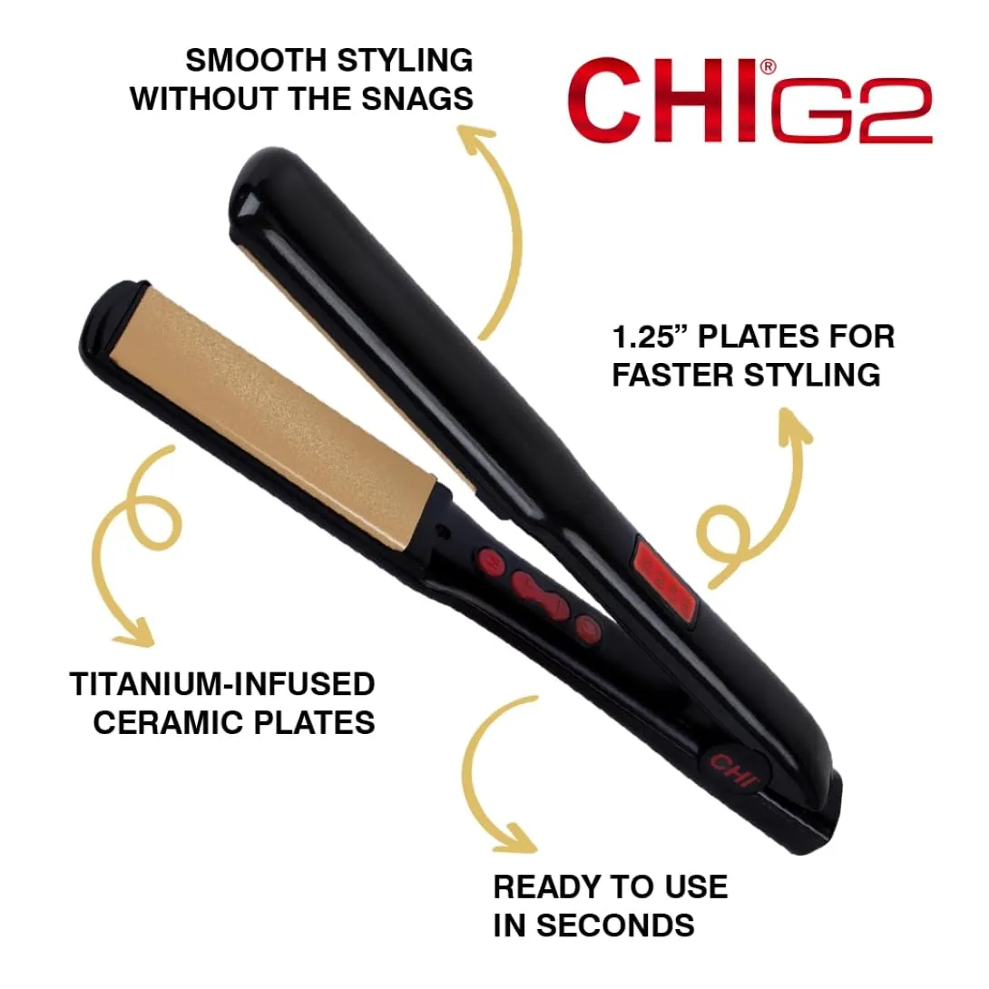 G2 Flat Iron, Hair Straightener for a Smooth Finish, Ceramic Heater for 40 Second Heat Up, Durable Design, 1.25" Iron