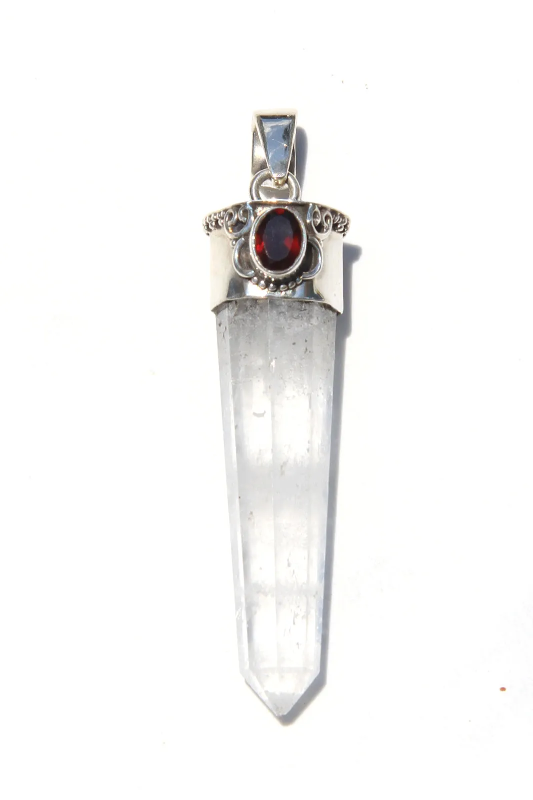 Garnet and Quartz Crystal Pendant