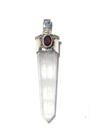 Garnet and Quartz Crystal Pendant