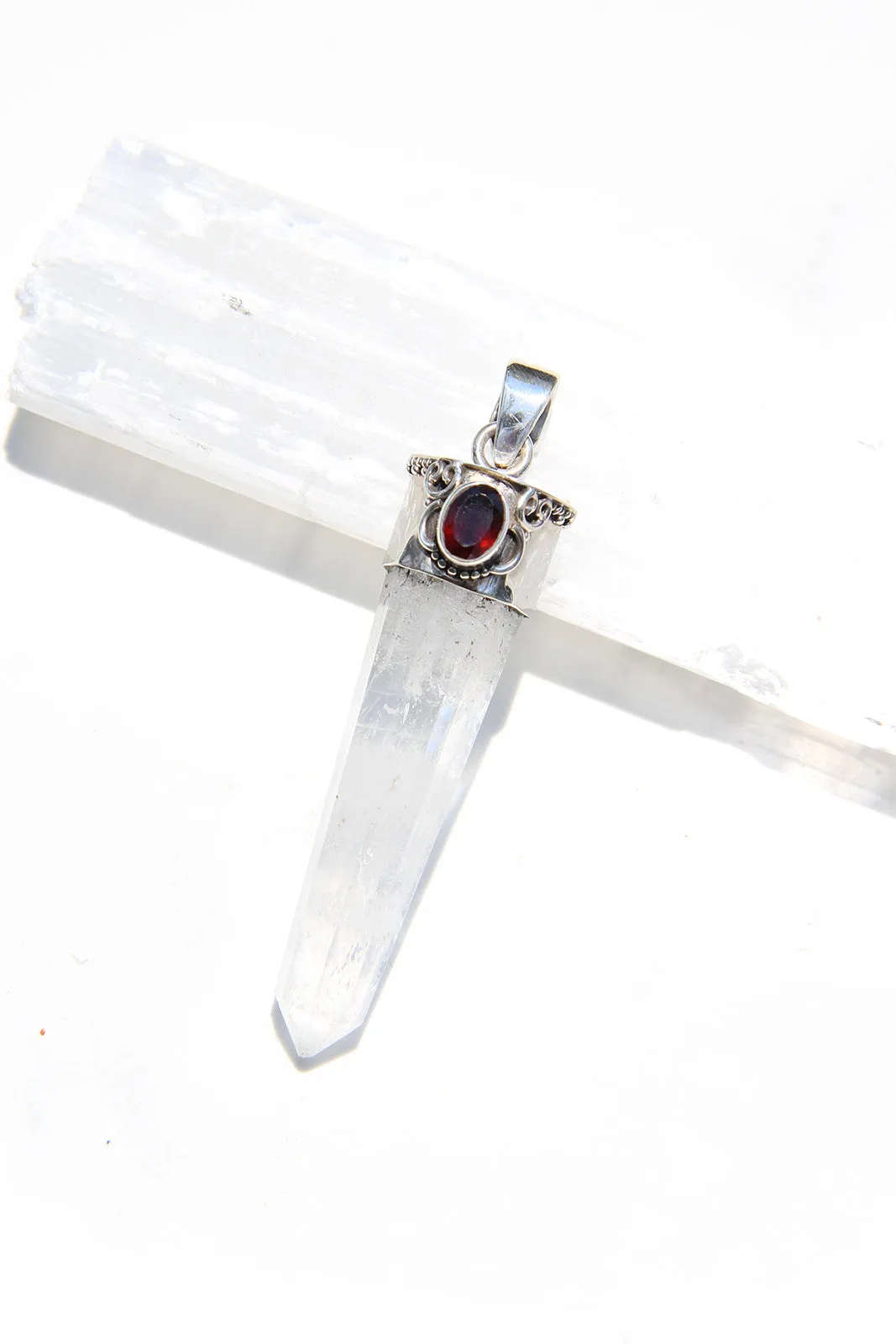 Garnet and Quartz Crystal Pendant