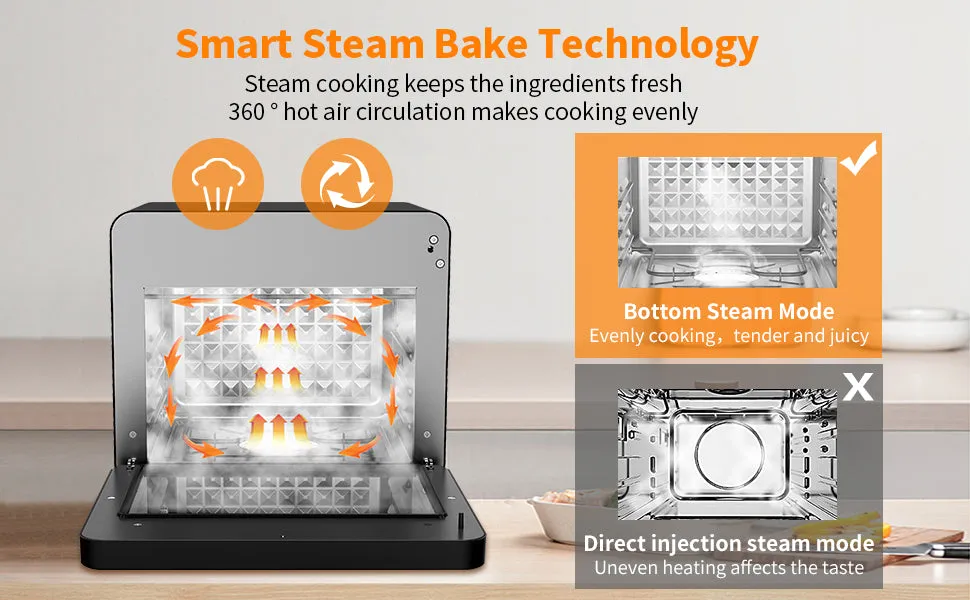 Geek Chef Steam Air Fryer Toast Oven Combo , 26 QT Steam Convection Oven, Black Stainless Steel
