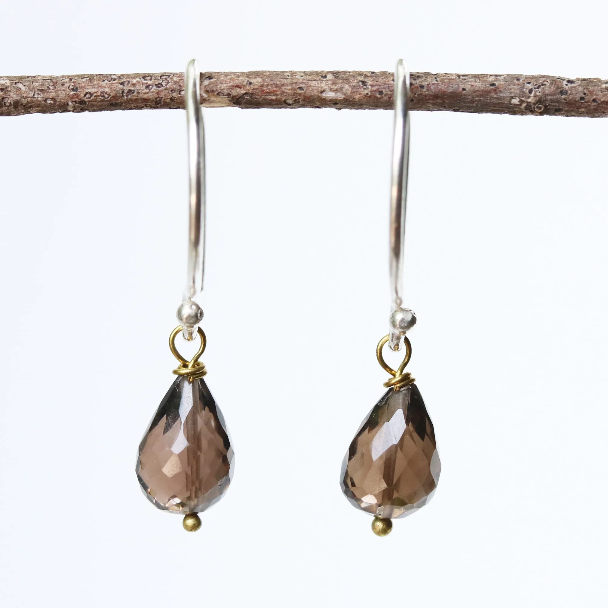 gemstone drop earrings, smoky quartz, crystal earrings, dangle earrings, drop earrings, smoky quartz earrings, simple earrings