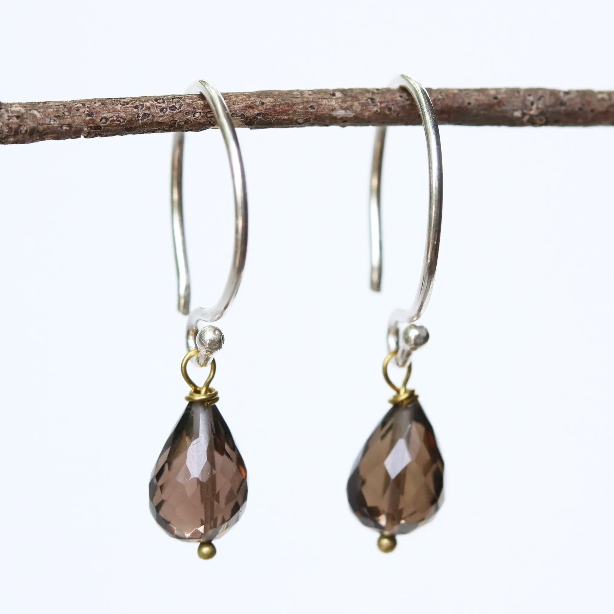 gemstone drop earrings, smoky quartz, crystal earrings, dangle earrings, drop earrings, smoky quartz earrings, simple earrings