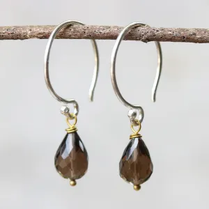 gemstone drop earrings, smoky quartz, crystal earrings, dangle earrings, drop earrings, smoky quartz earrings, simple earrings