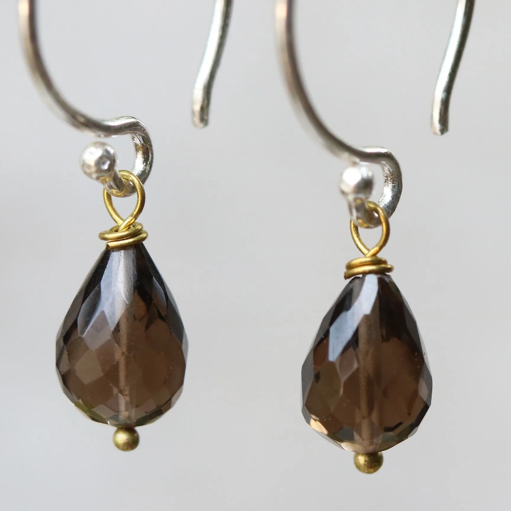 gemstone drop earrings, smoky quartz, crystal earrings, dangle earrings, drop earrings, smoky quartz earrings, simple earrings
