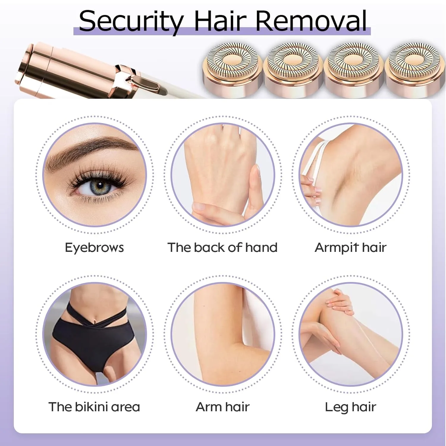 Generation 2 Replacement Heads for Flawless Facial Hair Remover Replacement Heads,Suitable for Flawless Replacement Heads Gen 2 for Flawless Facial Hair Remover for Women,As Seen on TV.(4 Pack)