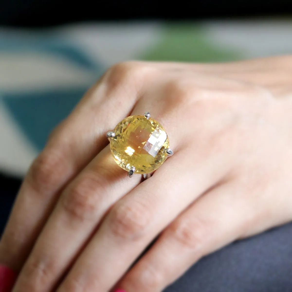 Genuine Citrine Fine Statement Ring