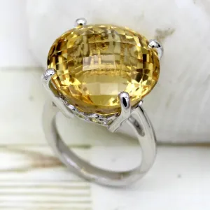 Genuine Citrine Fine Statement Ring