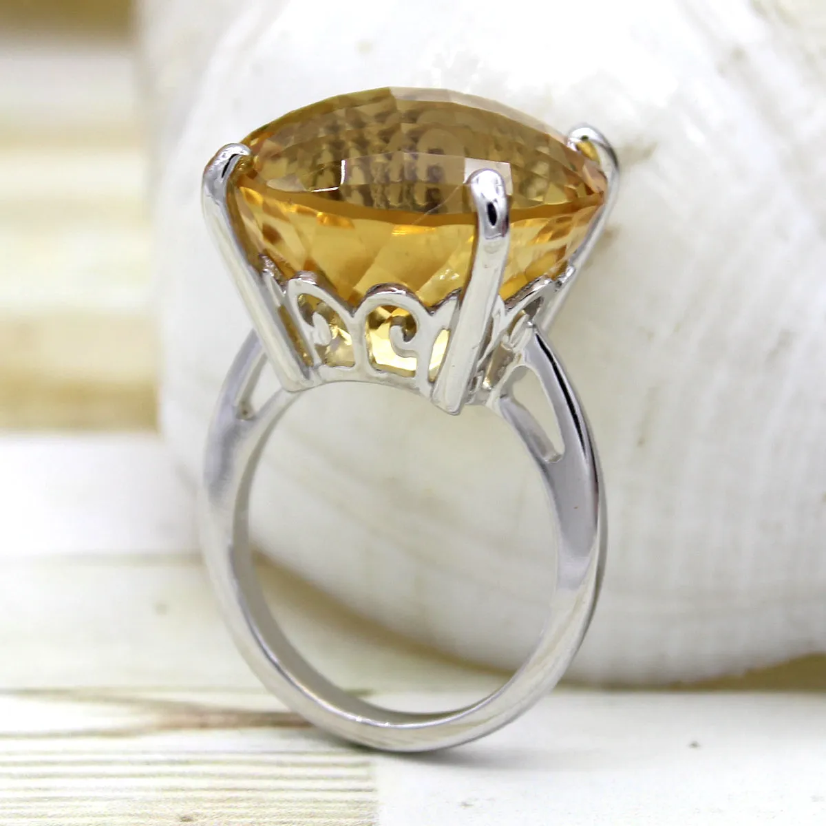 Genuine Citrine Fine Statement Ring