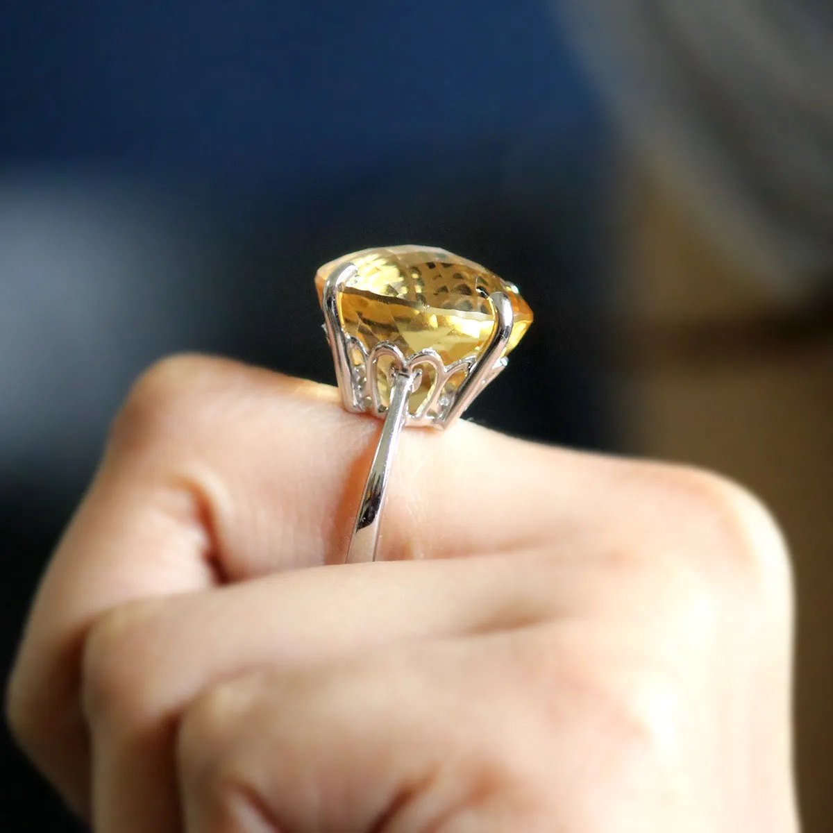 Genuine Citrine Fine Statement Ring
