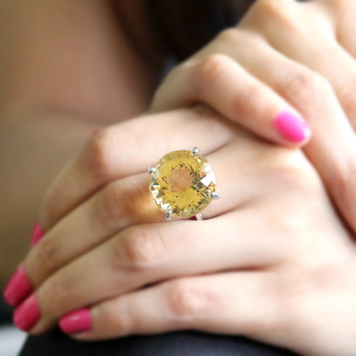 Genuine Citrine Fine Statement Ring